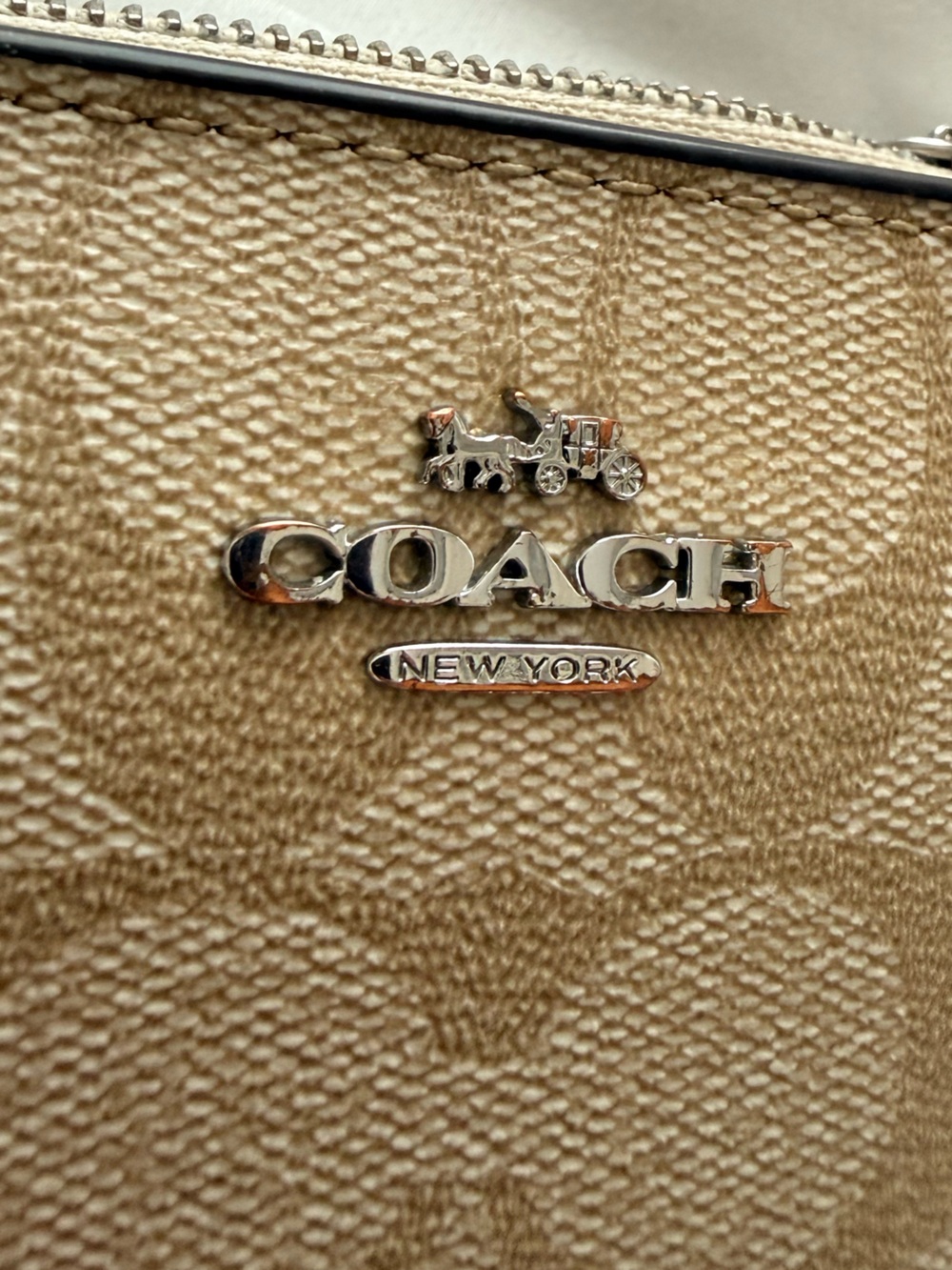 Coach Small Signature Canvas Wallet in Khaki and Tan - Picture 6 of 6